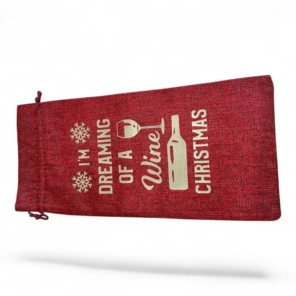 Burlap Wine Gift Bags Set of Five Christmas and Year Round Celebration
